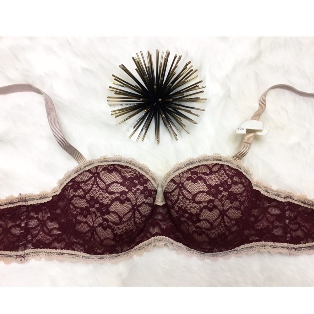 NWOT Aerie Strapless Burgundy Bra